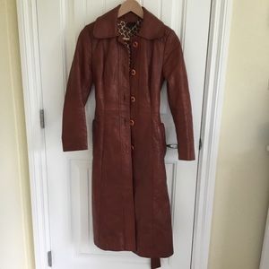 Vintage late 70s vegan leather full length coat
